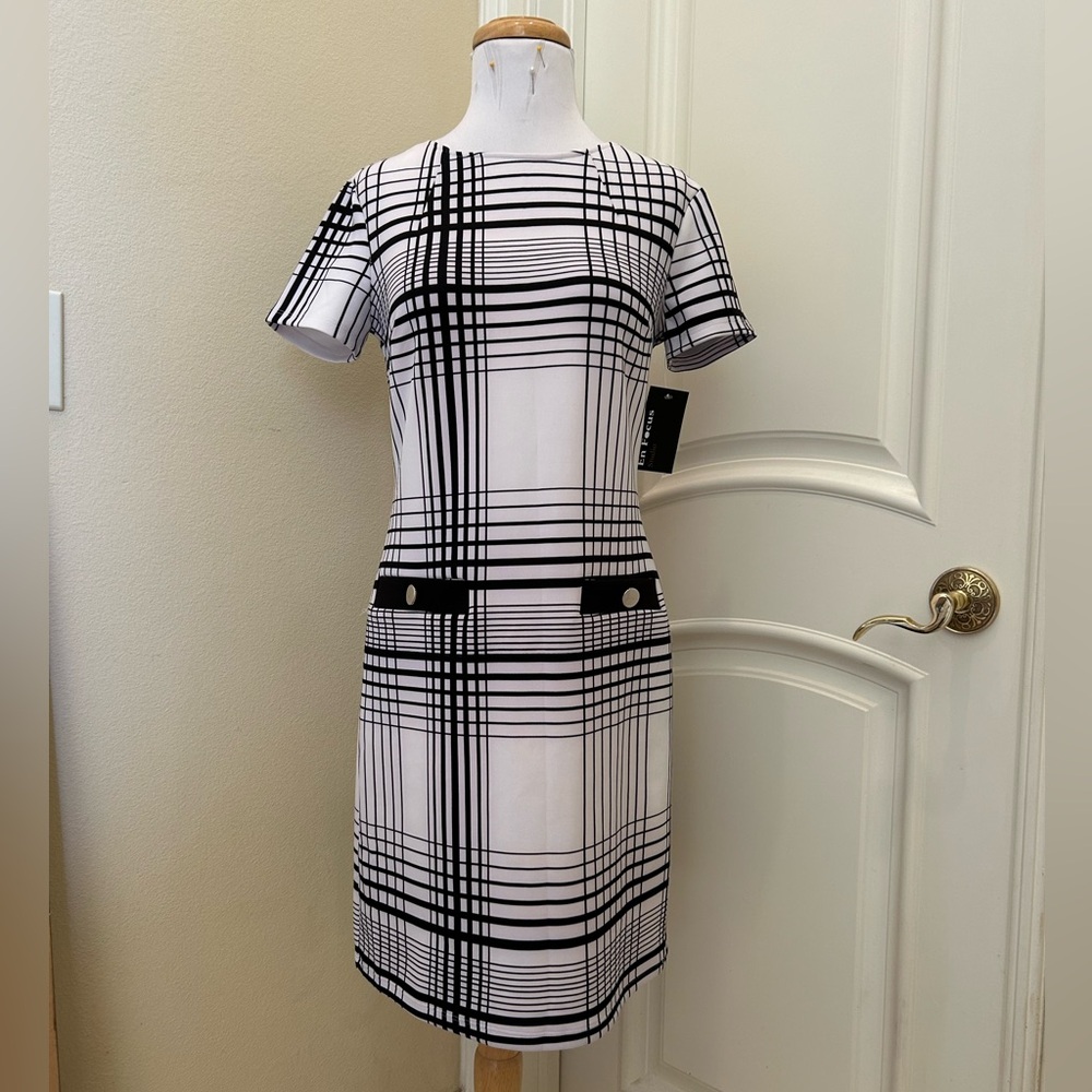NWT EnFocus black and white knit career dress